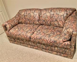 $350 - Two cushion paisley print sleeper sofa (Sealy mattress). 33"H x 73"W x 36"D - Professional mover with COI required