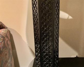 $60 - Ceramic black lamp (Tested and working).  33.5"H x  18"D