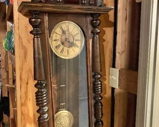 $85 - Vintage wall clock - 51"H x 18"W x 8"D - not tested