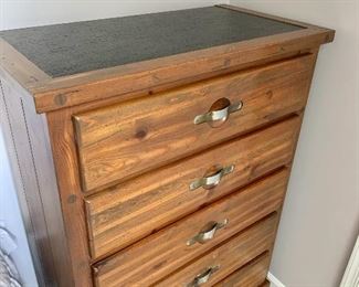 $200 - Young Hinkle five drawer wood chest with black laminate top. 48"H x 36"W x 19"D