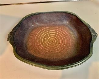 $50 - Hand thrown studio art ceramic bowl - 3"H x 15"W x 11"D