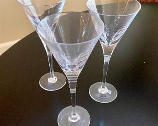 $90 - 11 Mikasa wine/champagne glasses. 9 1/2" H x 4" diameter