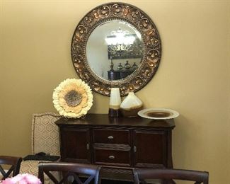 Round Mirror and Vases