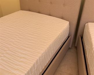 Twin Bed Frames w Tufted Head and Foot Board and Mattresses