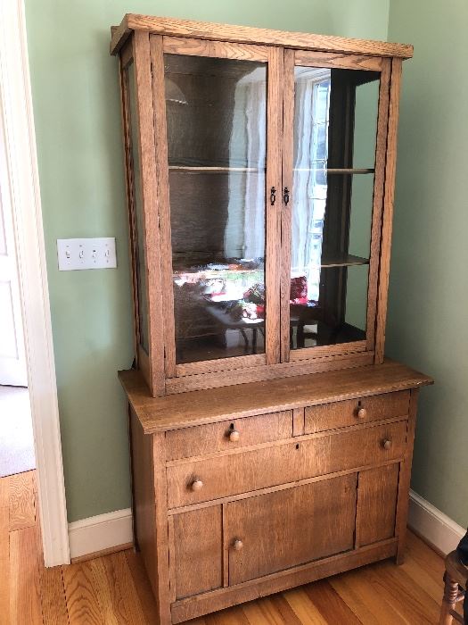 Antique Oak Stepback Cupboard