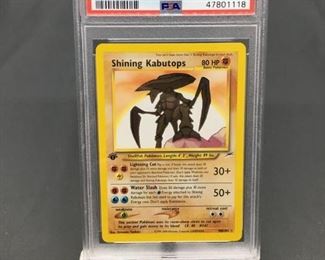 PSA Graded 2002 Pokemon Neo Destiny 1st Edition #108 SHINING KABUTOPS Trading Card - NM-MT 8