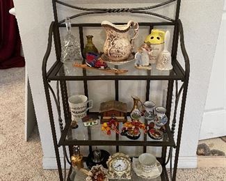 Glass shelving, knick knacks