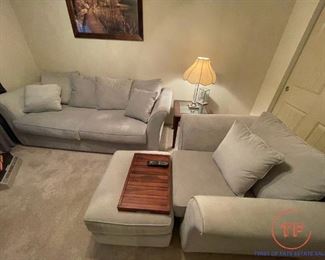 KLAUSSNER Microfiber Sofa and Oversized Lounge Chair with Ottoman