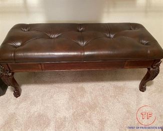 A.R.T. Furniture Old World Estate 5 Piece Bedroom Set: King Size Bed, Two Night Stands, Tallboy Dresser, and Leather Storage Bench