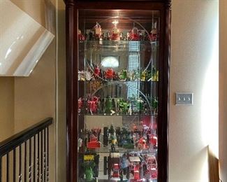 LARGE Collection of Die Cast Collectible Tractors in Lighted Sliding Front Display Cabinet / Case