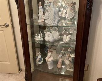 Lighted Curio Display Cabinet with Carved Accents