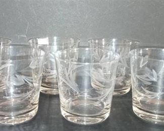 Etched crystal glasses