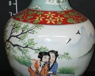 Tall, handpainted scene - from Singapore