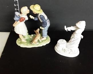 2 Norman Rockwell Ceramic Figurines. One has a cracked bottom...see pictures
