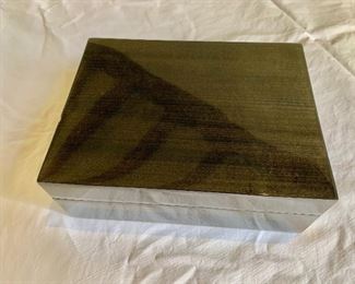 $120 - Lined decorative wood box. 3"H x 8"W x 6"D