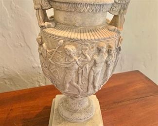 $65 - Stoneware urn after a 1st Century BC marble original known as the Townley vase; 12"H x 6"D (base 5" x 5");