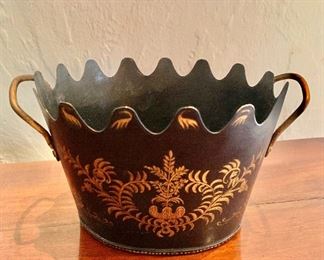 $25 - Metal decorative "crown" planter with handles.  5.5"H x 9"W x 6.25"D
