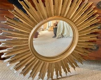 $150 -Syracuse Ornamental Co. sunburst  mirror (small crack on frame surrounding mirror. 32"D