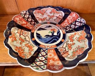 $40 - Decorative Imari style ceramic dish. 2"H x 12"D 