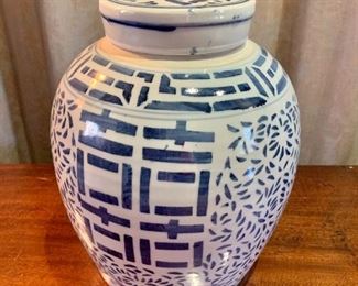 Detail; Blue and white ginger jar #3