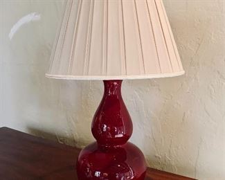 $1800 - Christopher Spitzmiller, Inc. NYC lamp with box pleat silk shade.  Tested and working. 31"H x 18"D