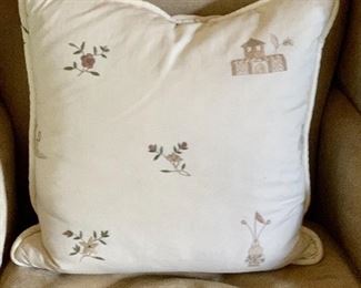 $50 - Down filled embroidered pillow.  18" x 18"