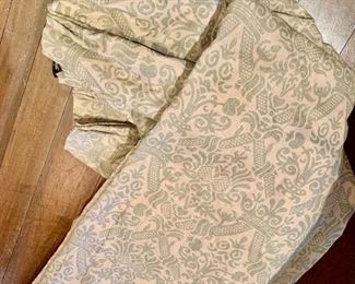  $795 PAIR - Scalamandre linen damask draperies.  Thermal lining.  Each panel 80"W x 104"L