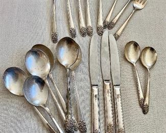 $25 - Lot #4; vintage silver-plate cutlery as shown