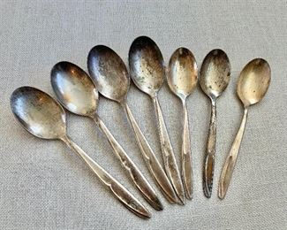 $10 - Lot #5; vintage silver-plated spoons as shown