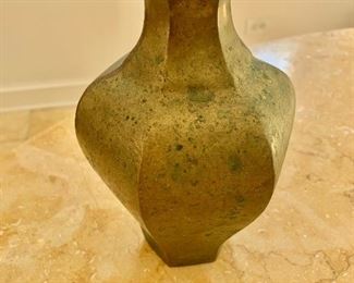 $40 - Brass vase; provenance Damascus, Syria; 8"H x 5"D