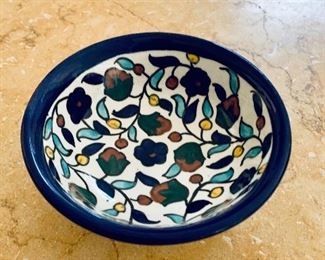$15 - Hand painted pottery trinket dish. Made inJerusalem. 1.75"H x 4.50"D