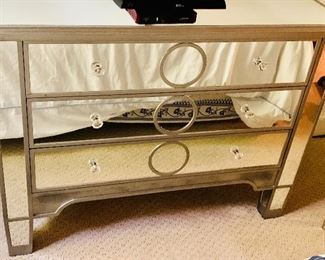 $650 - Mirrored three drawer chest.  30"H x 39"W x 17.5"D