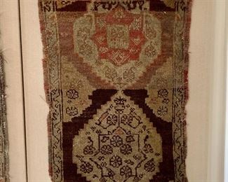 $395 - #2 -Antique rug, mounted on linen - 40"H x 22"W; can be hung vertically or horizontally