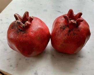 $48 - Pair of ceramic pomegranates.  3.5"H x 3"D