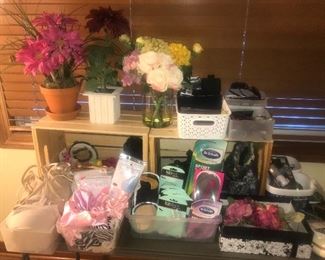 Floral arrangements, slumber caps, shoe inserts