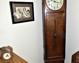 Unusual Grandmother clock, Vintage Autographed picture of Lash LaRue, etc. 