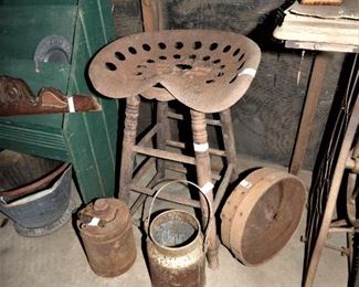 Vintage iron tractor seat stool