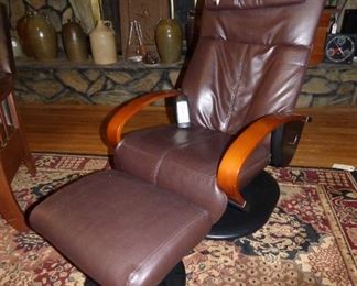 Leather Sharper Image Massage Chair with Ottoman