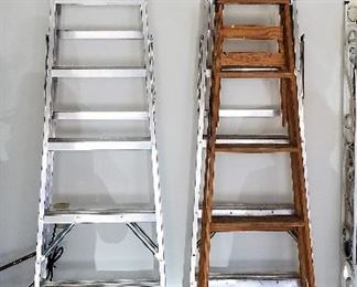 Ladders for sale and other garage items including tools.