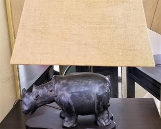 Hippo table lamp with rectangle shade. Now that's unique!