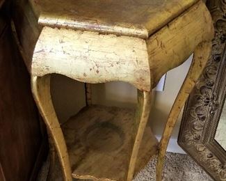 Octagon tall gold distressed side table