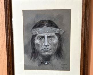 Native American portrait black and white art
