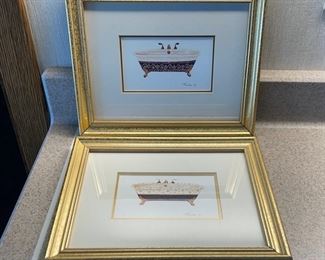 HALF OFF! $2.00 NOW, WAS $6.00.....................Pair of Bath Pictures 10" x 8" (H083)