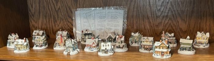 CLEARANCE ! $20.00 NOW, WAS $75.00......................Bradfords Exchange Thomas Kinkade's Winter Memories Set of 18 (H204)