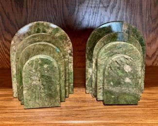 $16.00..................Pair of Onyx Bookends 6" tall one chip (H259)