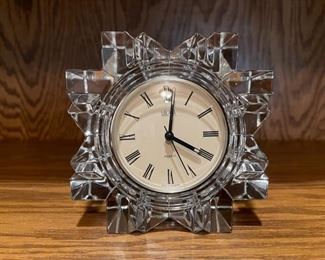 CLEARANCE ! $6.00 NOW, WAS $30.00....................Mikasa Crystal Clock 5" tall (H260)
