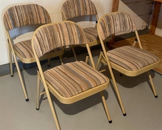 REDUCED! $22.50 NOW, WAS $30.00......................Set of 4 Padded Folding Chairs, One chair has a small burn stain (H247)