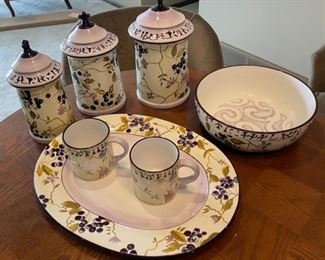 CLEARANCE ! $4.00 NOW, WAS $12.00.................Tracy Porter Sage Tea Collection, Platter is cracked, rest good (H391)