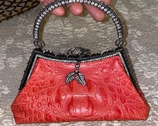 BESSO LEATHER RHINESTONE EVENING BAG