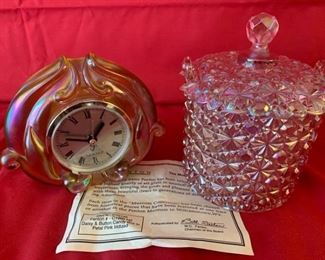 031 Fenton Clock Daisy Button Candy Box